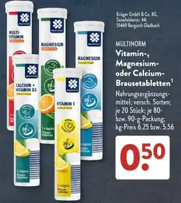 Aldi Süd MULTINORM Vitamin-, Magnesium- oder Calcium-Brausetabletten Angebot