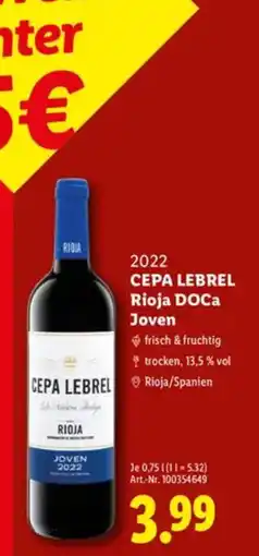 Lidl CEPA LEBREL Rioja DOCa Joven Angebot