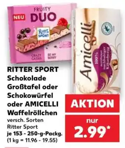 Kaufland RITTER SPORT Schokolade oder AMICELLI Waffelröllchen Angebot