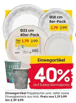 Rusta Einwegartikel Pappbecher und -teller Angebot