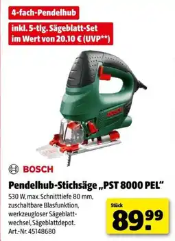Hagebau BOSCH Pendelhub-Stichsäge „PST 8000 PEL“ Angebot