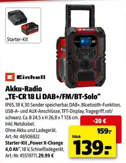 Hagebau Einhell Akku-Radio „TE-CR 18 Li DAB+/FM/BT-Solo“ Angebot