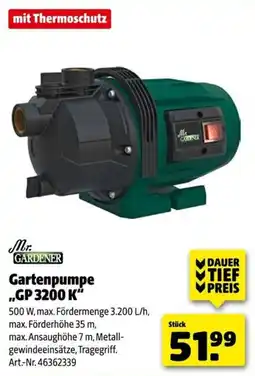 Hagebau Mr. GARDENER Gartenpumpe „GP 3200 K“ Angebot
