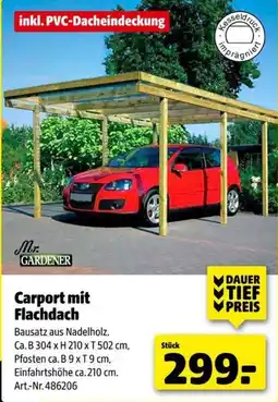 Hagebau Mr. GARDENER Carport mit Flachdach Angebot