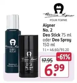 Rossmann Aigner No. 2 Deo Stick oder Deo Spray Angebot