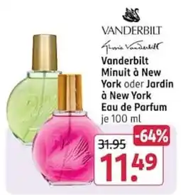 Rossmann Vanderbilt Minuit à New York oder Jardin à New York Eau de Parfum Angebot