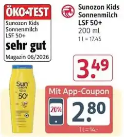 Rossmann Sunozon Kids Sonnenmilch LSF 50+ Angebot