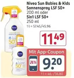 Rossmann Nivea Sun Babies & Kids Sonnenspray LSF 50+ Angebot