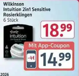 Rossmann Wilkinson Intuition 2in1 Sensitive Rasierklingen Angebot