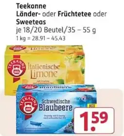 Rossmann Teekanne Ländertee oder Früchtetee oder Sweetteas Angebot