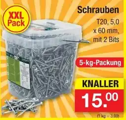 Zimmermann Schrauben T20, 5,0 x 60 mm, mit 2 Bits Angebot