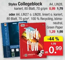 Zimmermann Stylex Collegeblock Angebot