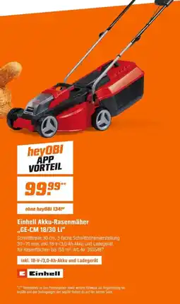 OBI Einhell Akku-Rasenmäher "GE-CM 18/30 Li" Angebot