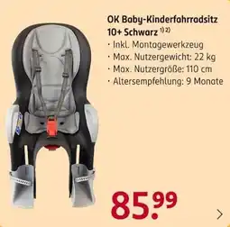 Rossmann OK Baby-Kinderfahrradsitz 10+ Schwarz Angebot