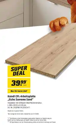 OBI Kaindl CPL-Arbeitsplatte „Eiche Sanremo Sand“ Angebot