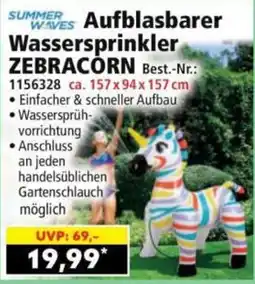 Norma Summer Waves Aufblasbarer Wassersprinkler ZEBRACORN Angebot