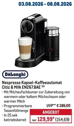 METRO DeLonghi Nespresso Kapsel-Kaffeeautomat Citiz & Milk EN267.BAE Angebot