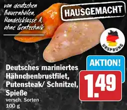 HIT Deutsches mariniertes Hähnchenbrustfilet, Putensteak/ Schnitzel, Spieße Angebot