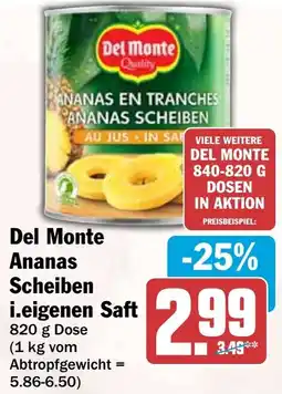 HIT Del Monte Ananas Scheiben i.eigenen Saft Angebot