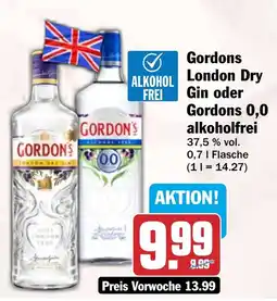 HIT Gordons London Dry Gin oder Gordons 0,0 alkoholfrei Angebot