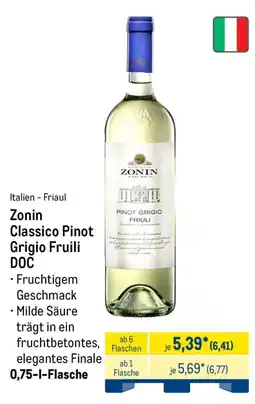 METRO Zonin Classico Pinot Grigio Fruili DOC Angebot