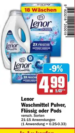 HIT Lenor Waschmittel Pulver, Flüssig oder Pods Angebot