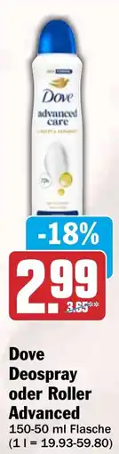 HIT Dove Deospray oder Roller Advanced Angebot