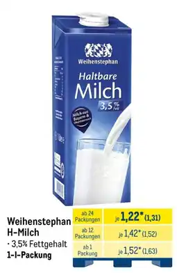 METRO Weihenstephan H-Milch Angebot
