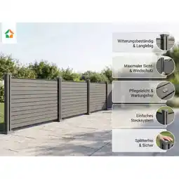 Netto Marken-Discount WPC-Sichtschutzzaun Valla 5x Element + 6x Pfosten - Grau Angebot