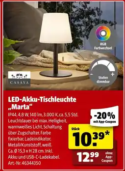 Hagebau Casaya led-akku-tischleuchte „marta“ Angebot