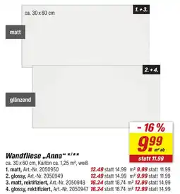 toom Baumarkt Wandfliese anna matt Angebot
