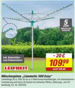 toom Baumarkt Leifheit wäschespinne „linomatic 500 easy“ Angebot