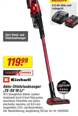 toom Baumarkt Einhell akku-stielsaugsauger „te-sv 18 li“ Angebot