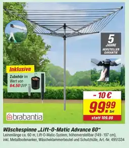 toom Baumarkt Brabantia wäschespinne lift-o-matic advance 60 Angebot