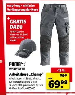 Hagebau Puma work wear arbeitshose „champ“ Angebot