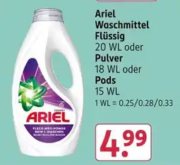 Rossmann Ariel waschmittel flüssig, pulver oder pods Angebot