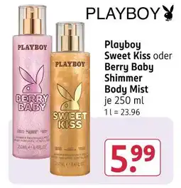 Rossmann Playboy sweet kiss oder berry baby shimmer body mist Angebot