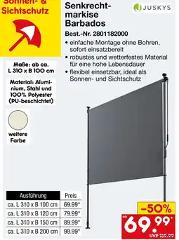 Netto Marken-Discount Juskys senkrechtmarkise barbados Angebot
