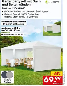 Netto Marken-Discount Juskys gartenpartyzelt mit dach und seitenwänden Angebot