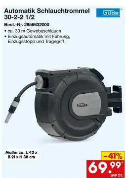 Netto Marken-Discount Güde automatik schlauchtrommel 30-2-2 1/2 Angebot