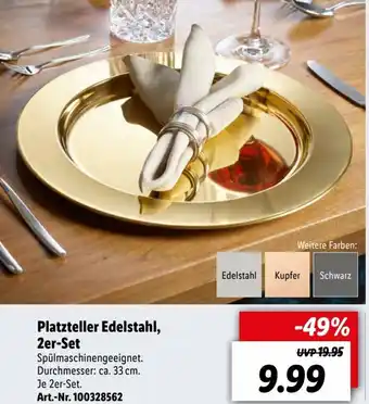 Lidl Platzteller Edelstahl, 2er Set Angebot