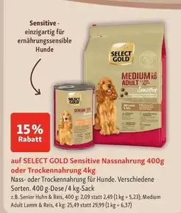 Fressnapf SELECT GOLD Sensitive Nassnahrung 400g oder Trockennahrung 4kg Angebot