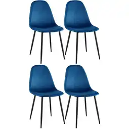 Netto Marken-Discount CLP 4er Set Esszimmerstühle Napier Samt Farbe:blauMaterial:Samt Angebot