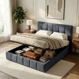 Netto Marken-Discount CLP Bett Ladia Stoff 160x200 cm Farbe:dunkelgrauGröße:160 cm Angebot