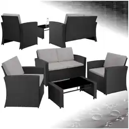 Netto Marken-Discount tectake Rattan Lounge, für 4 Personen, UV-beständig, mit Sicherheitsglasplatte Angebot