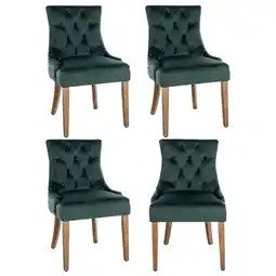 Netto Marken-Discount CLP 4er Set Esszimmerstühle Aberdeen Samt antik-hell Gestell Farbe:antik-hellFarbe:dunkelgrün Angebot