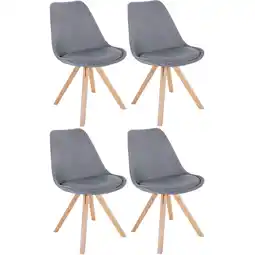 Netto Marken-Discount CLP 4er Set Stühle Sofia Stoff Square Farbe:hellgrauGestell Farbe:natur (eckig) Angebot