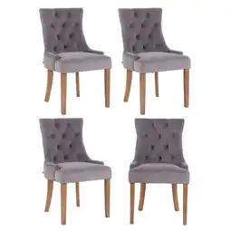 Netto Marken-Discount CLP 4er Set Esszimmerstühle Aberdeen Samt antik-hell Farbe:grauGestell Farbe:antik-hell Angebot