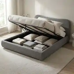 Netto Marken-Discount CLP Bett Maido Teddy Stoff 180x200 cm Farbe:dunkelgrauGröße:180x200cm Angebot