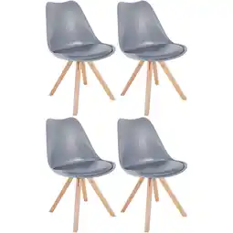 Netto Marken-Discount CLP 4er Set Stühle Sofia Kunststoff Square Farbe:grauGestell Farbe:natur (eckig) Angebot